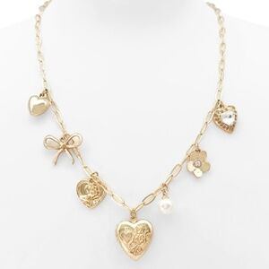 Heart & Bow Multi Charm Necklace